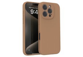 Lunso iPhone 16 Pro Max hoesje - Flexibel siliconen Backcover - Bruin