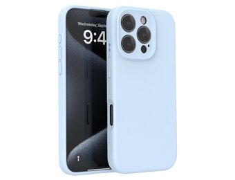 Lunso iPhone 16 Pro Max hoesje - Flexibel siliconen Backcover - Baby Blauw