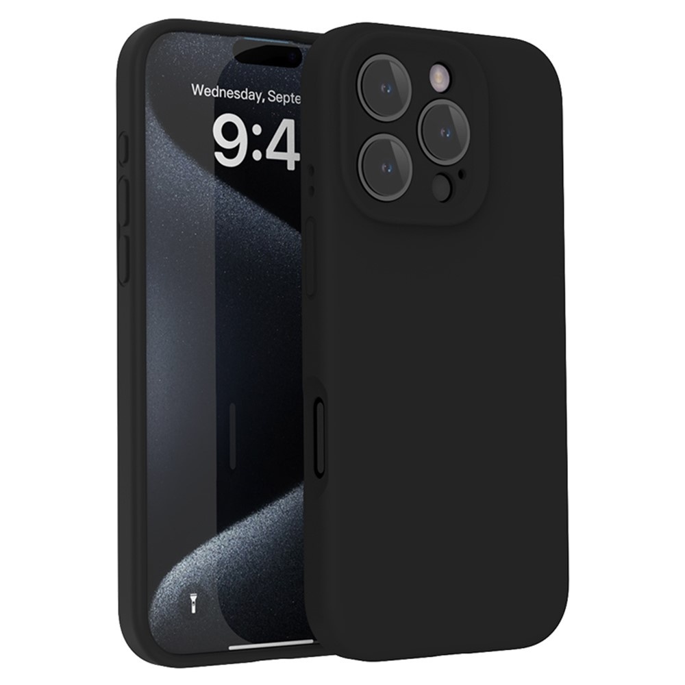 Lunso iPhone 16 Pro hoesje - Flexibel siliconen Backcover - Zwart