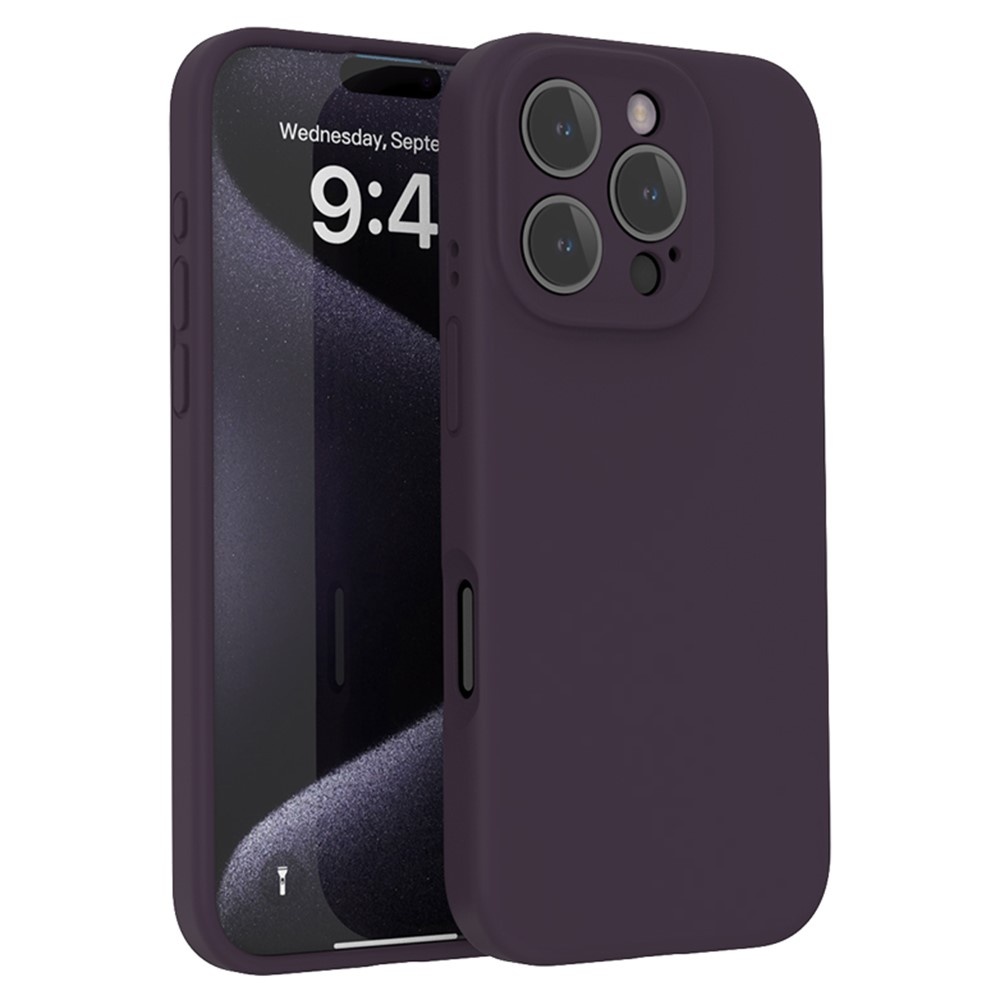 Lunso iPhone 16 Pro hoesje - Flexibel siliconen Backcover -Donkerpaars