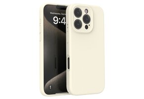 Lunso iPhone 16 Pro  hoesje - Flexibel siliconen Backcover - Beige