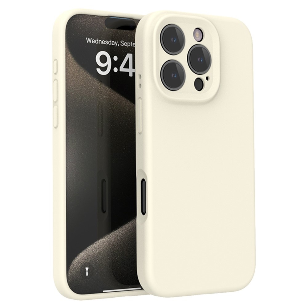 Lunso iPhone 16 Pro hoesje - Flexibel siliconen Backcover -Antiek Wit