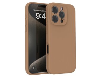 Lunso iPhone 16 Pro  hoesje - Flexibel siliconen Backcover - Bruin