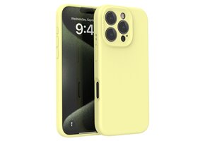Lunso iPhone 16 Pro  hoesje - Flexibel siliconen Backcover - Geel