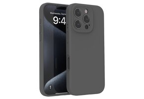 Lunso iPhone 16 Pro  hoesje - Flexibel siliconen Backcover - Donkergrijs