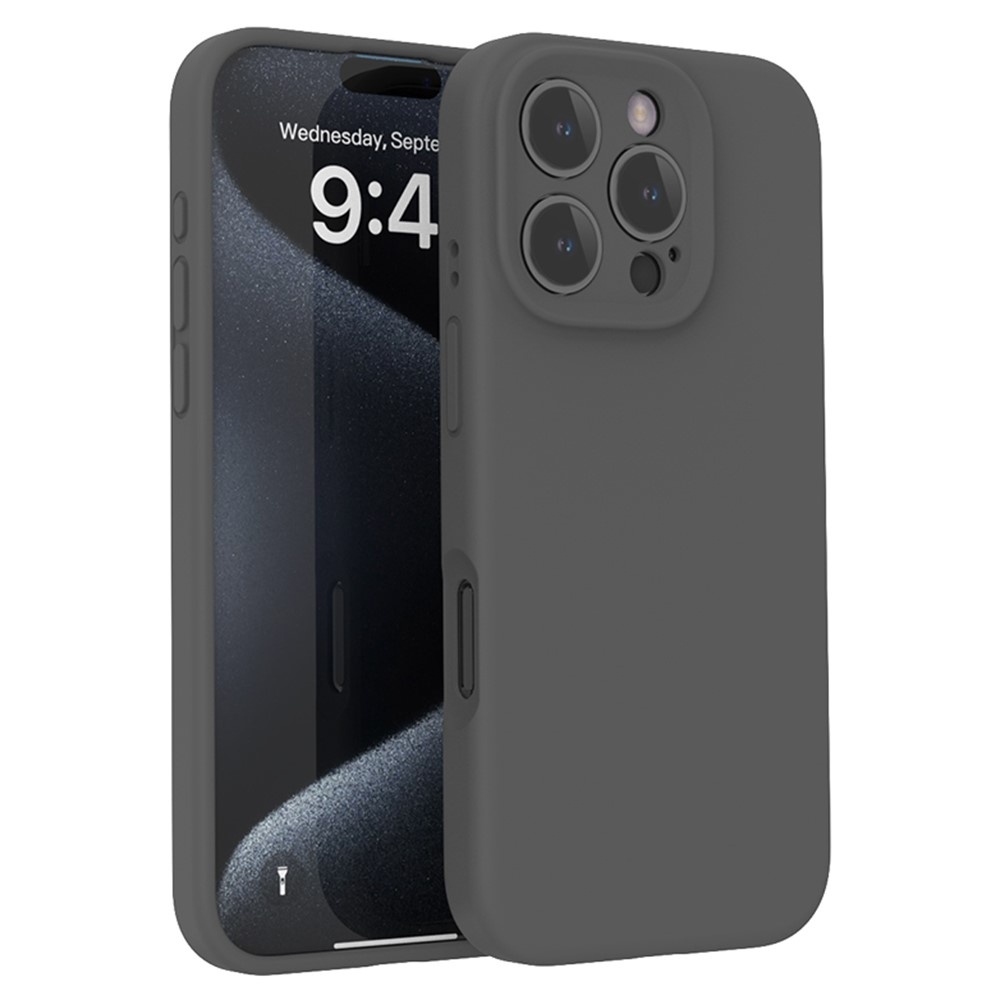 Lunso iPhone 16 Pro hoesje - Flexibel siliconen Backcover -Donkergrijs