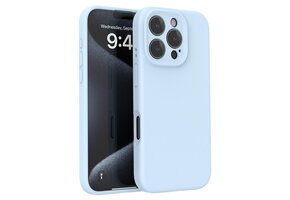 Lunso iPhone 16 Pro  hoesje - Flexibel siliconen Backcover - Baby Blauw