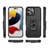 iPhone 16 Pro hoesje Armor backcover met ringhouder - Zwart