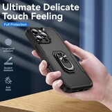 iPhone 16 Pro hoesje Armor backcover met ringhouder - Zwart