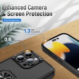 iPhone 16 Pro hoesje Armor backcover met ringhouder - Zwart