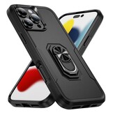 iPhone 16 Pro hoesje Armor backcover met ringhouder - Zwart