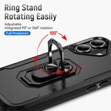 iPhone 16  hoesje Armor backcover met ringhouder - Zwart