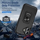 iPhone 16  hoesje Armor backcover met ringhouder - Zwart
