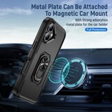 iPhone 16  hoesje Armor backcover met ringhouder - Zwart