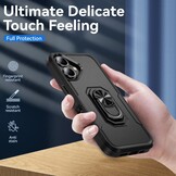 iPhone 16  hoesje Armor backcover met ringhouder - Zwart