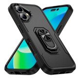 iPhone 16  hoesje Armor backcover met ringhouder - Zwart