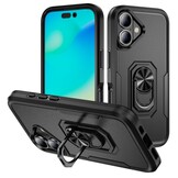 iPhone 16  hoesje Armor backcover met ringhouder - Zwart
