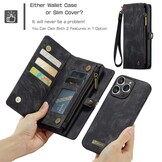 iPhone 16 Pro Max hoesje Vintage 2 in 1 portemonnee - Zwart