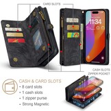 iPhone 16 Pro Max hoesje Vintage 2 in 1 portemonnee - Zwart