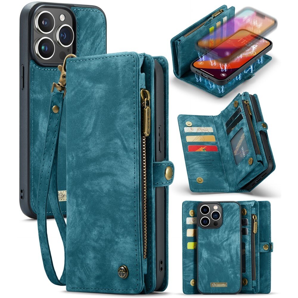 Mobiq Premium Business Wallet iPhone 16 Pro Max Portemonnee Hoes blauw