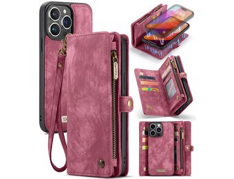 Caseme iPhone 16 Pro Max hoesje - Vintage 2 in 1 portemonnee - Rood