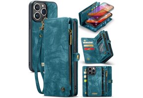 Caseme iPhone 16 Pro  hoesje - Vintage 2 in 1 portemonnee - Blauw