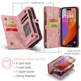 iPhone 16 Pro  hoesje Vintage 2 in 1 portemonnee - Roze