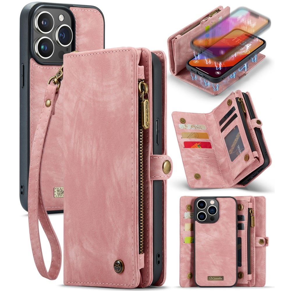 iPhone 16 Pro  hoesje Vintage 2 in 1 portemonnee - Roze
