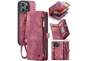 Caseme iPhone 16 Pro  hoesje - Vintage 2 in 1 portemonnee - Rood