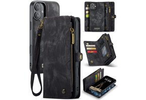 Caseme iPhone 16 Plus hoesje - Vintage 2 in 1 portemonnee - Zwart