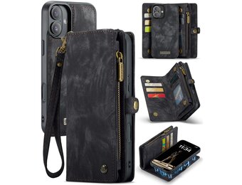Caseme iPhone 16 Plus hoesje - Vintage 2 in 1 portemonnee - Zwart