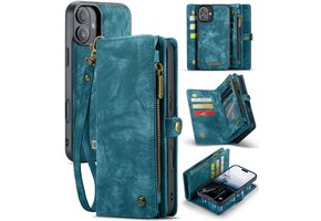 Caseme iPhone 16 Plus hoesje - Vintage 2 in 1 portemonnee - Blauw