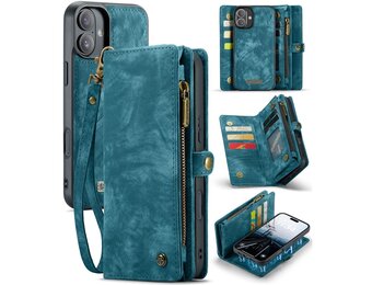 Caseme iPhone 16 Plus hoesje - Vintage 2 in 1 portemonnee - Blauw