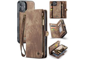 Caseme iPhone 16 Plus hoesje - Vintage 2 in 1 portemonnee - Bruin