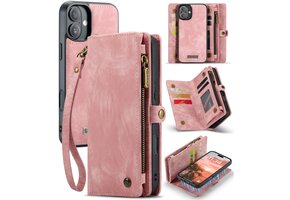 Caseme iPhone 16 Plus hoesje - Vintage 2 in 1 portemonnee - Roze