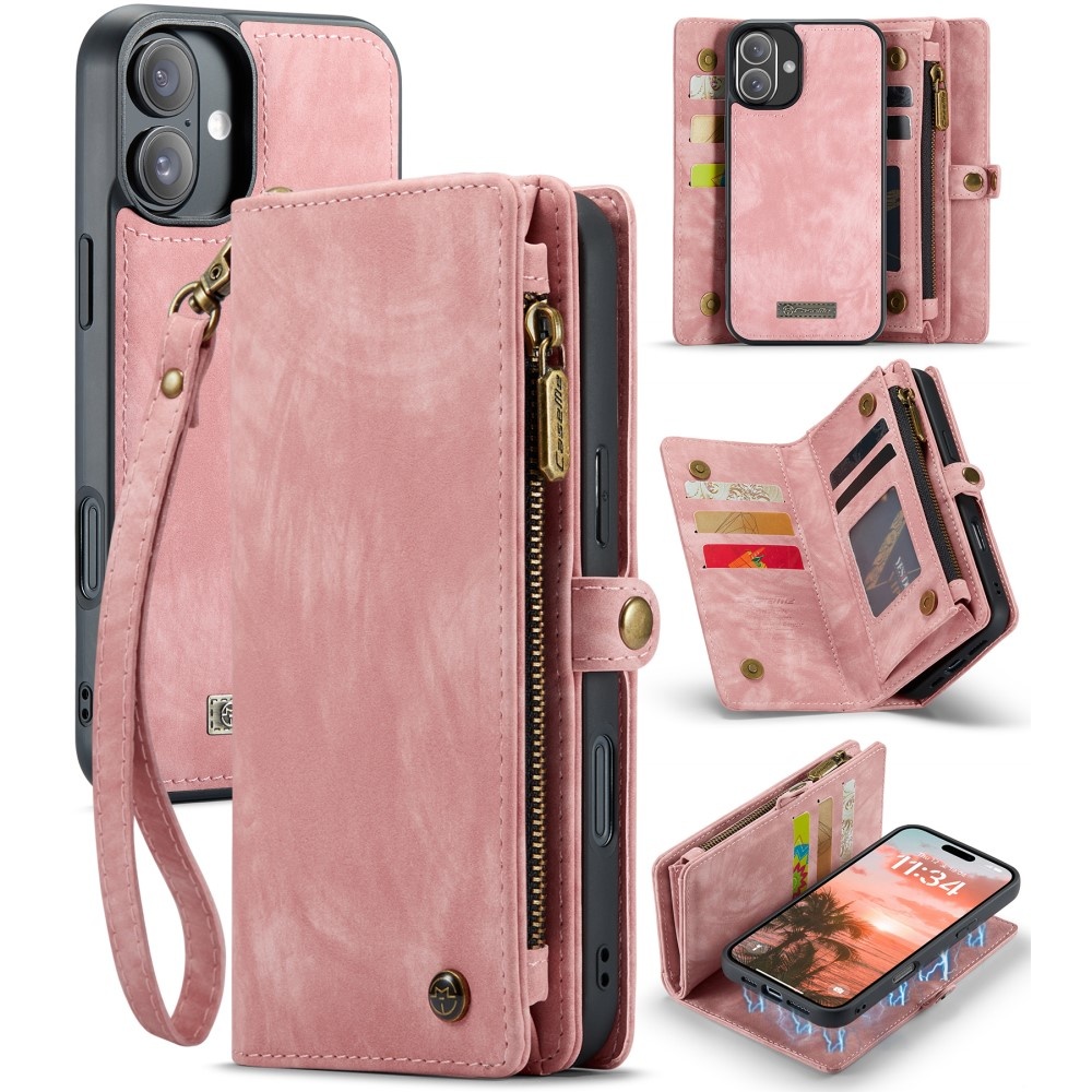 Caseme iPhone 16 Plus hoesje - Vintage 2 in 1 portemonnee - Roze