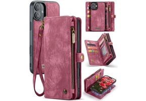Caseme iPhone 16 Plus hoesje - Vintage 2 in 1 portemonnee - Rood