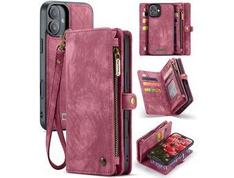 Caseme iPhone 16 Plus hoesje - Vintage 2 in 1 portemonnee - Rood