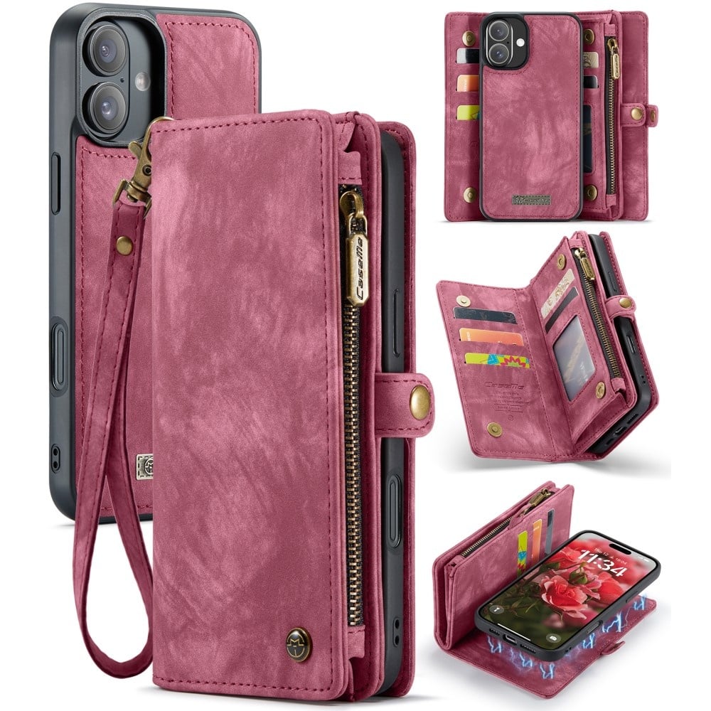 Caseme iPhone 16 Plus hoesje - Vintage 2 in 1 portemonnee - Rood