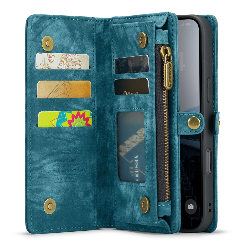 iPhone 16 hoesje Vintage 2 in 1 portemonnee - Blauw