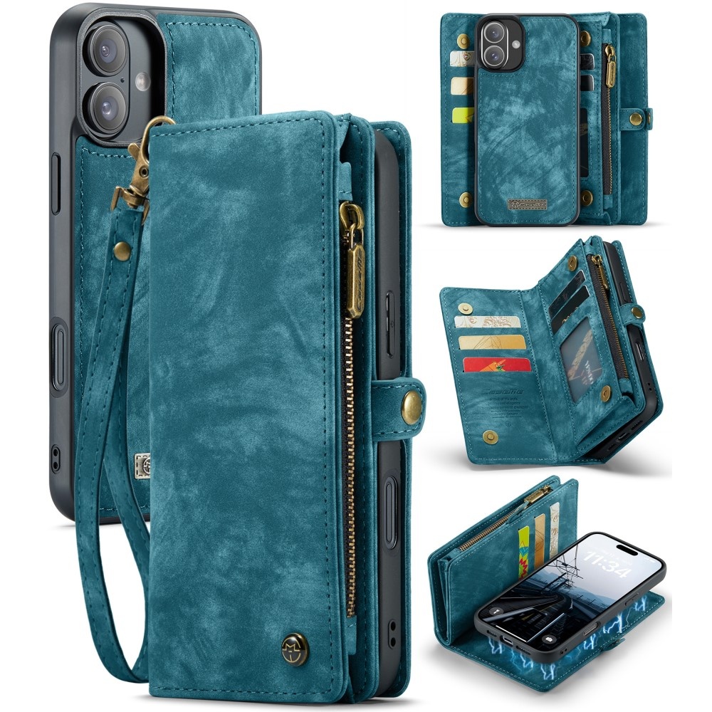 iPhone 16 hoesje Vintage 2 in 1 portemonnee - Blauw