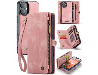 Caseme iPhone 16  hoesje - Vintage 2 in 1 portemonnee - Roze