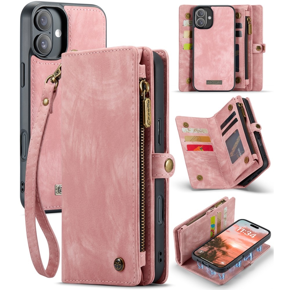 iPhone 16  hoesje Vintage 2 in 1 portemonnee - Roze
