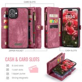 iPhone 16  hoesje Vintage 2 in 1 portemonnee - Rood