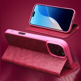 iPhone 16 Pro  leren bookcase hoesje - Croco Roze