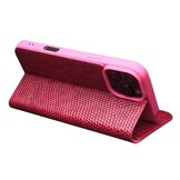 iPhone 16 Pro  leren bookcase hoesje - Croco Roze