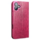iPhone 16 Plus leren bookcase hoesje - Croco Roze