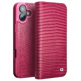 iPhone 16 Plus leren bookcase hoesje - Croco Roze