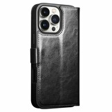 iPhone 16 Pro  leren bookcase hoesje - Zwart