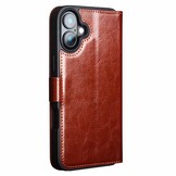iPhone 16 leren bookcase hoesje - Bruin